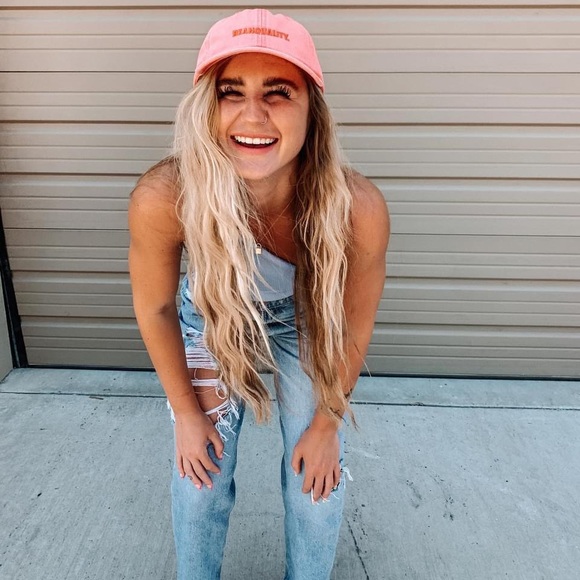 BNWT Coffee Over Cardio Beanquality Low Profile Dad Hat Coral Pink Baseball Cap - Picture 4 of 11